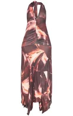 Tall Purple Floral Print Halterneck Maxi Dress