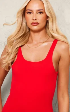 Tall Red Snatched Sculpt Open Back Romper