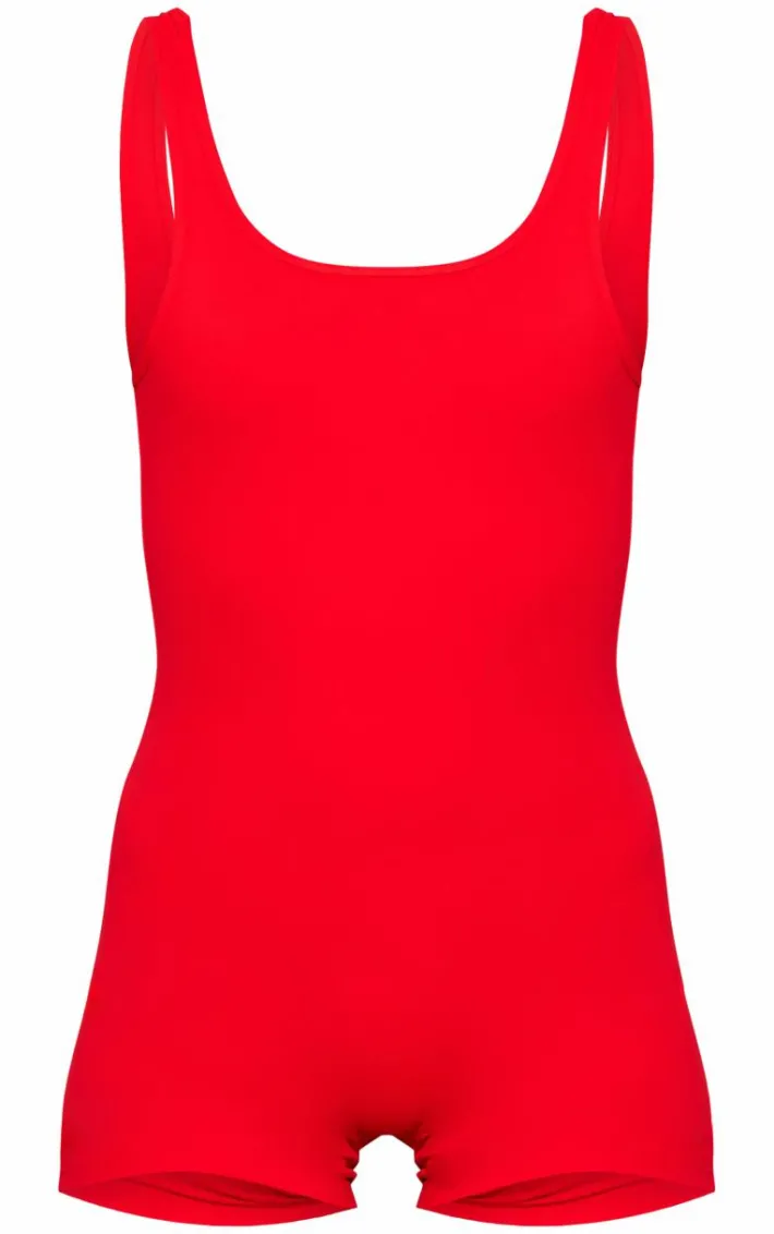 Tall Red Snatched Sculpt Open Back Romper