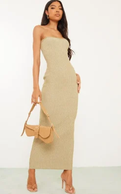 Tall Sage Marl Knit Bandeau Midaxi Dress