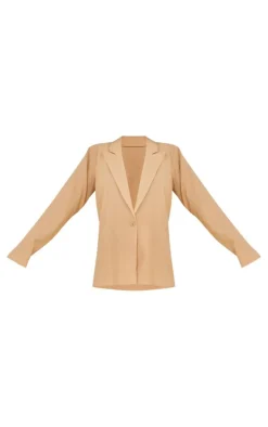 Tall Sand Linen Look Oversized Blazer