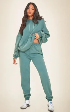 Tall Sea Green Washed Oversized Cuffed Sweatpants