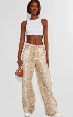 Tall Snake Print High Waisted Wide Leg Jeans