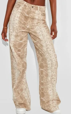 Tall Snake Print High Waisted Wide Leg Jeans