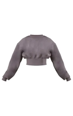 Tall Steel Blue Cropped Oversized Sweatshirt