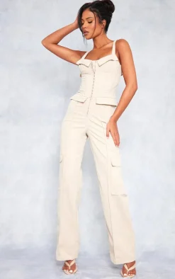 Tall Stone Corset Detailed Wide Leg Jumpsuit