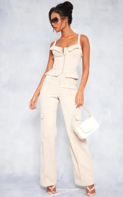 Tall Stone Corset Detailed Wide Leg Jumpsuit