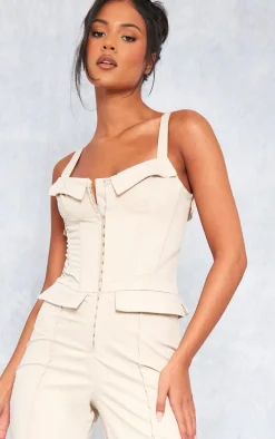 Tall Stone Corset Detailed Wide Leg Jumpsuit