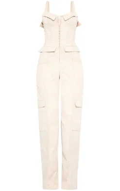 Tall Stone Corset Detailed Wide Leg Jumpsuit