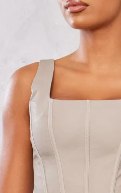 Tall Stone Faux Leather Corset Top