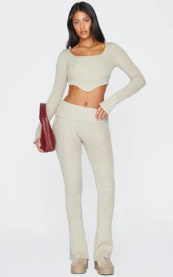 Tall Stone Knitted Foldover Waist Flared Pants