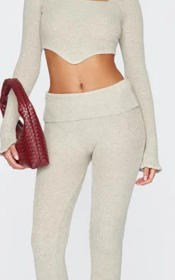 Tall Stone Knitted Foldover Waist Flared Pants