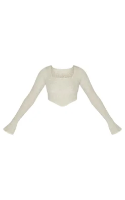 Tall Stone Knitted Long Sleeve Corset Top