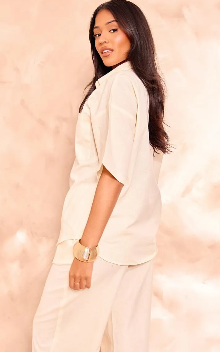 Tall Stone Linen Look Short Sleeve Shirt