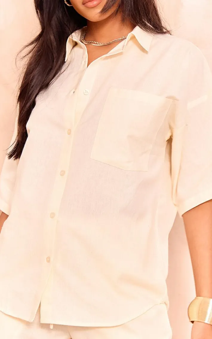 Tall Stone Linen Look Short Sleeve Shirt