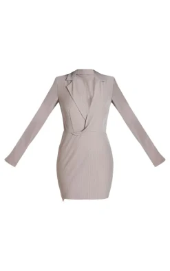 Tall Stone Pinstripe Plunge Blazer Dress
