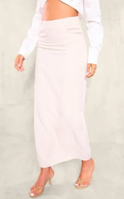 Tall Stone Pocket Detail Split Linen Midaxi Skirt