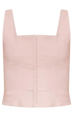 Tall Stone Stretch Woven Hook And Eye Corset Top