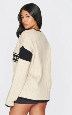 Tall Stone V Neck Graphic Knitted Sweater