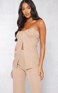 Tall Taupe Bandeau Split Detail Top