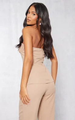 Tall Taupe Bandeau Split Detail Top