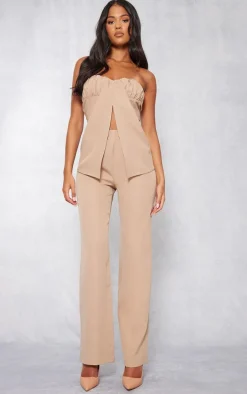 Tall Taupe Bandeau Split Detail Top