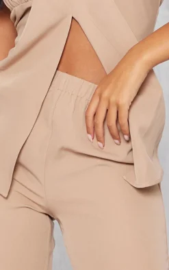 Tall Taupe Elasticated Wide Leg Pants