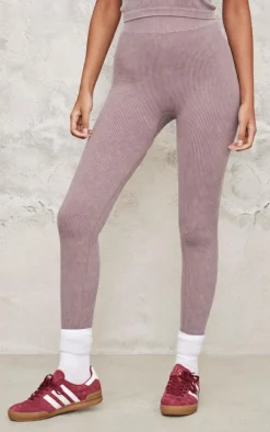 Tall Taupe Faded Snatched Rib Leggings