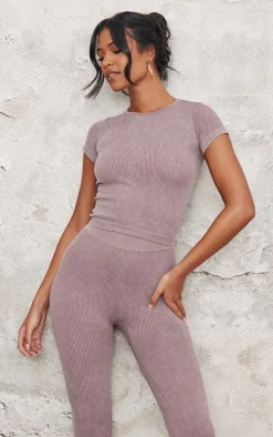 Tall Taupe Faded Snatched Rib Leggings