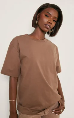 Tall Taupe Premium Cotton Oversized T-shirt