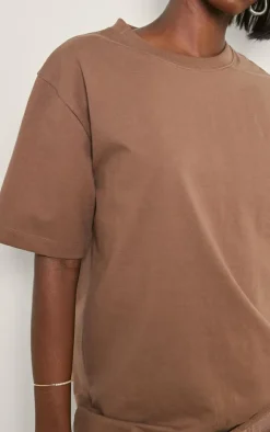 Tall Taupe Premium Cotton Oversized T-shirt