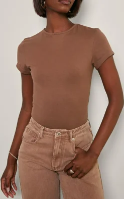 Tall Taupe Premium Cotton Cap Sleeve Fitted Bodysuit