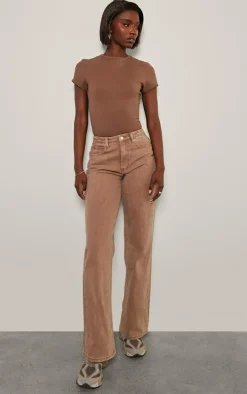 Tall Taupe Premium Cotton Cap Sleeve Fitted Bodysuit