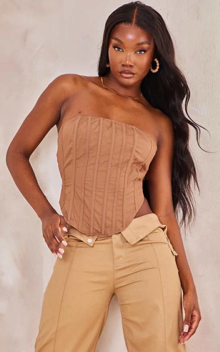 Tall Taupe Tie Back Corset Top