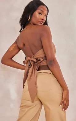 Tall Taupe Tie Back Corset Top