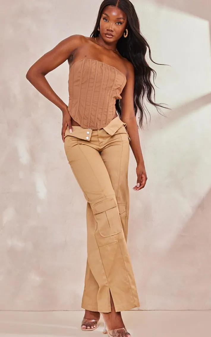 Tall Taupe Tie Back Corset Top