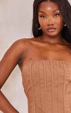 Tall Taupe Tie Back Corset Top