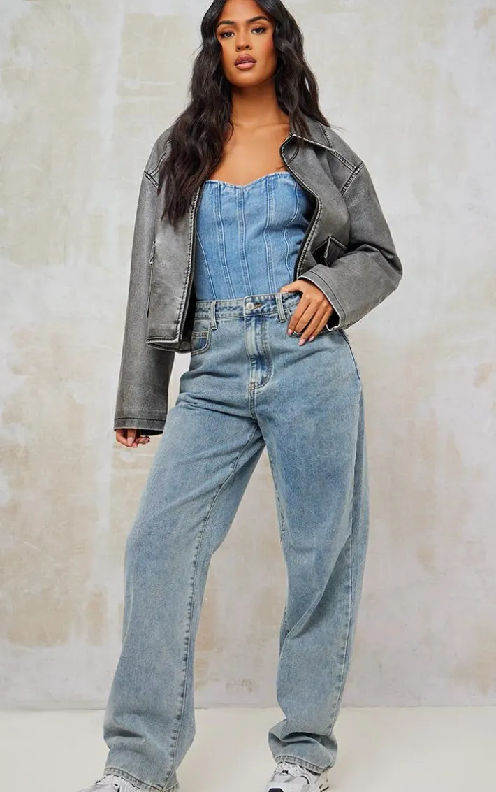 Tall Vintage Bleach Wash High Waist Baggy Boyfriend Jean