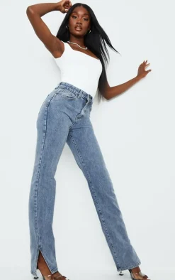Tall Vintage Wash High Waist Split Hem Jeans