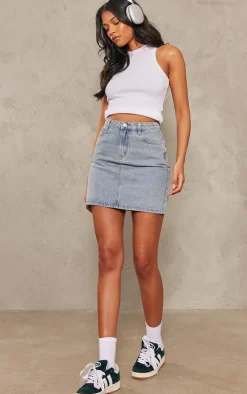 Tall Vintage Wash Mid Rise Denim Mini Skirt