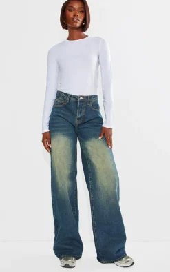 Tall Vintage Wash Mid Rise Wide Leg Jeans