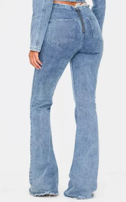 Tall Vintage Wash Mid Rise Fold Over Flared Jeans