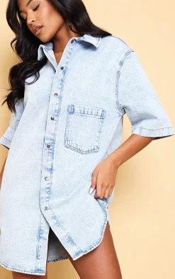 Tall Vintage Wash Oversized Denim Shirt Dress