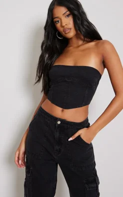 Tall Washed Black Denim Corset