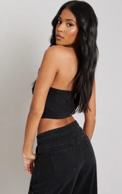 Tall Washed Black Denim Corset