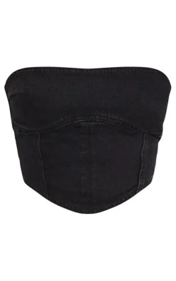 Tall Washed Black Denim Corset
