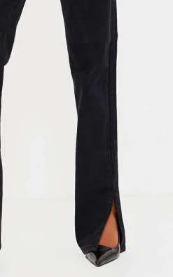 Tall Washed Black High Rise Split Hem Detail Jeans