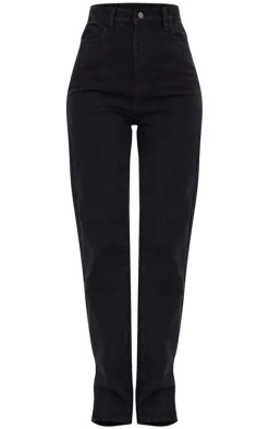 Tall Washed Black High Rise Split Hem Detail Jeans