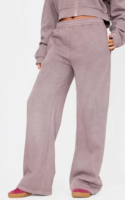 Tall Washed Brown Drawstring Wide Leg Sweatpants