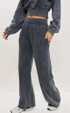 Tall Washed Charcoal High Waisted Wide Leg Sweatpants